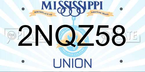 2NQZ58 Mississippi License Plate