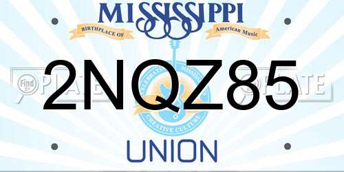 2NQZ85 Mississippi License Plate