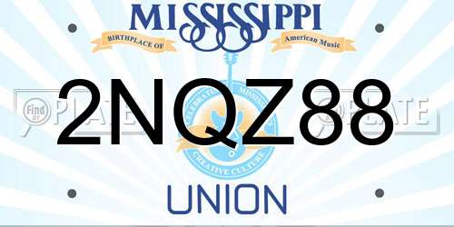 2NQZ88 Mississippi License Plate