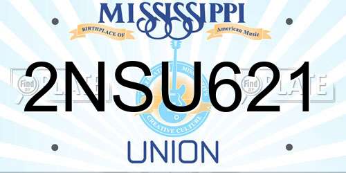 2NSU621 Mississippi License Plate
