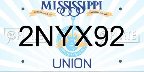 2NYX92 Mississippi License Plate