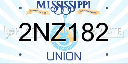 2NZ182 Mississippi License Plate