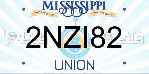 2NZI82 Mississippi License Plate