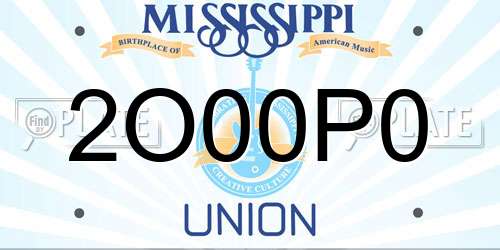 2O00P0 Mississippi License Plate