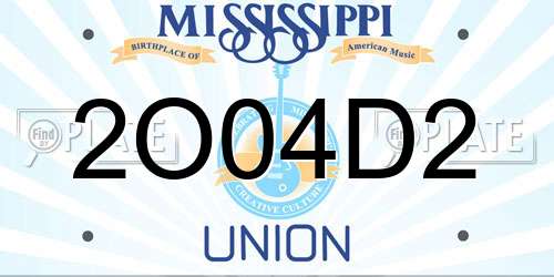 2O04D2 Mississippi License Plate