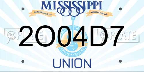 2O04D7 Mississippi License Plate