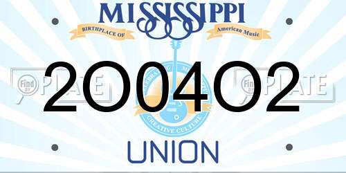 2O04O2 Mississippi License Plate