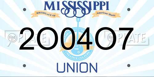 2O04O7 Mississippi License Plate