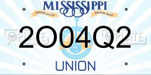 2O04Q2 Mississippi License Plate