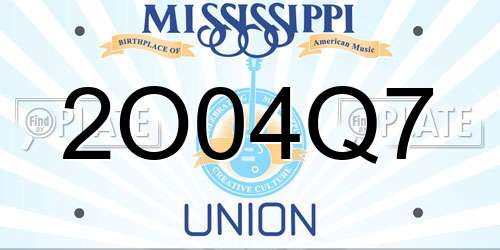 2O04Q7 Mississippi License Plate