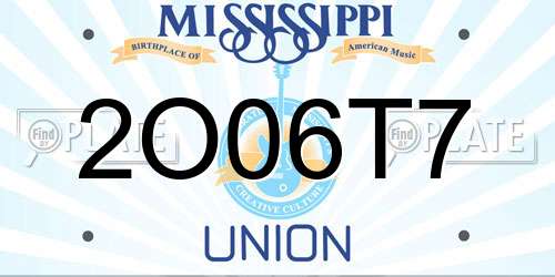 2O06T7 Mississippi License Plate
