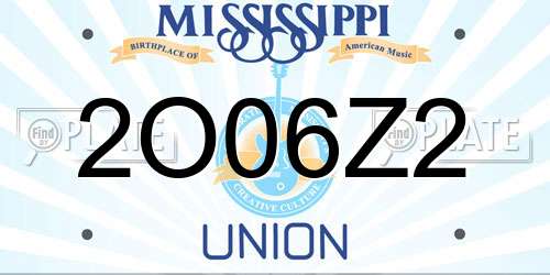 2O06Z2 Mississippi License Plate