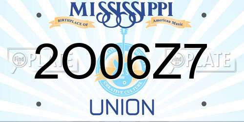2O06Z7 Mississippi License Plate