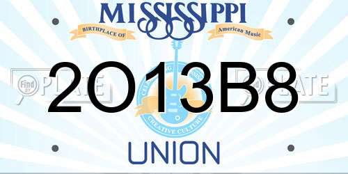 2O13B8 Mississippi License Plate