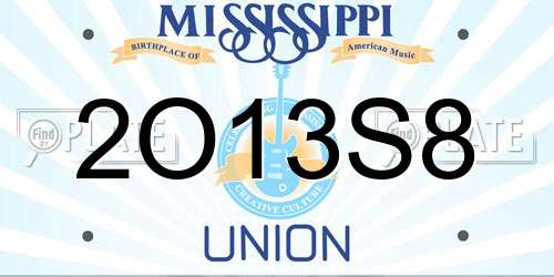 2O13S8 Mississippi License Plate