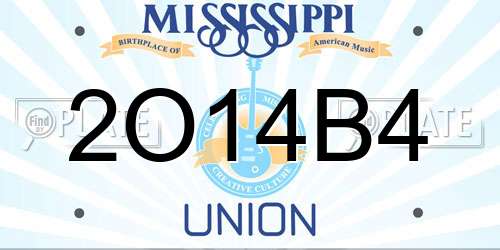 2O14B4 Mississippi License Plate