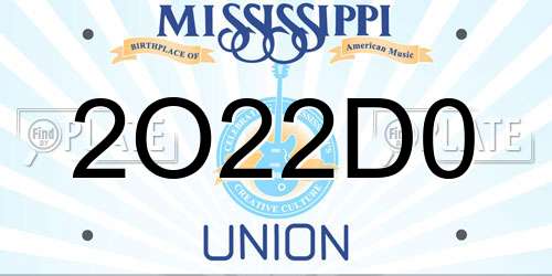 2O22D0 Mississippi License Plate