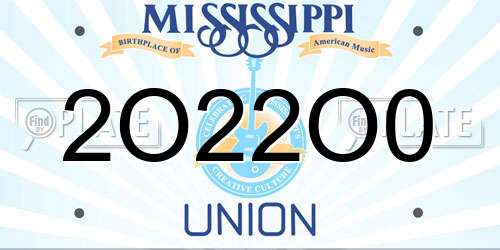 2O22O0 Mississippi License Plate