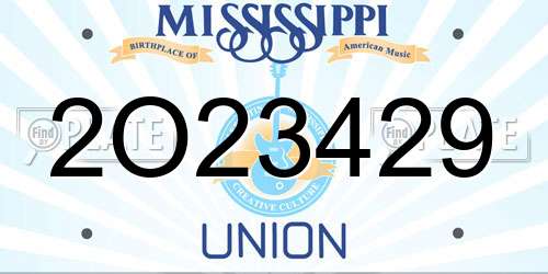 2O23429 Mississippi License Plate