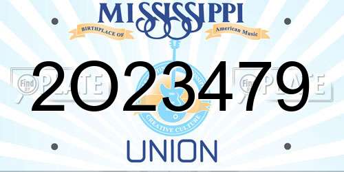 2O23479 Mississippi License Plate