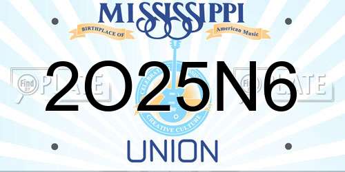 2O25N6 Mississippi License Plate