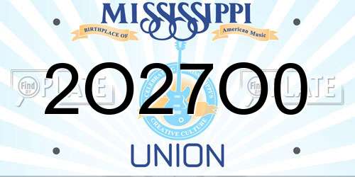 2O27O0 Mississippi License Plate