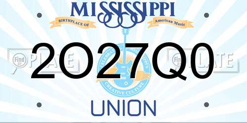 2O27Q0 Mississippi License Plate