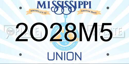 2O28M5 Mississippi License Plate
