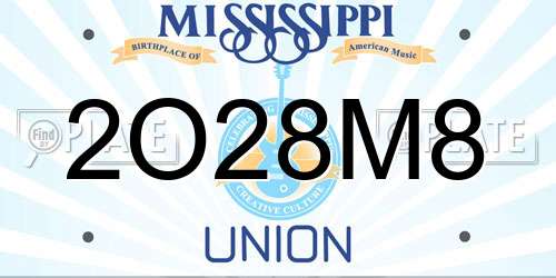 2O28M8 Mississippi License Plate
