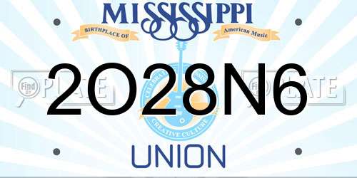 2O28N6 Mississippi License Plate