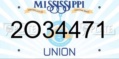 2O34471 Mississippi License Plate