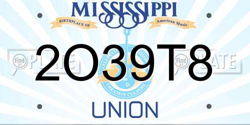 2O39T8 Mississippi License Plate