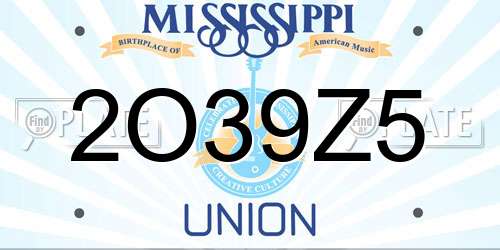 2O39Z5 Mississippi License Plate