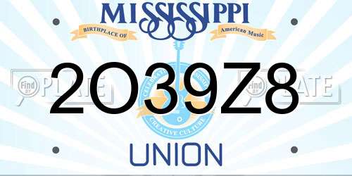 2O39Z8 Mississippi License Plate
