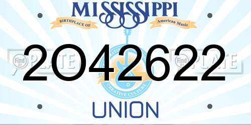 2O42622 Mississippi License Plate