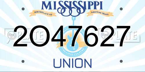 2O47627 Mississippi License Plate