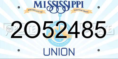 2O52485 Mississippi License Plate