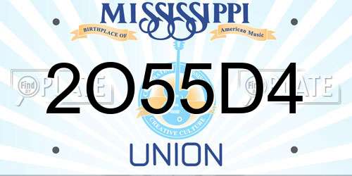 2O55D4 Mississippi License Plate