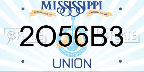 2O56B3 Mississippi License Plate