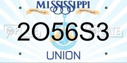 2O56S3 Mississippi License Plate