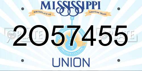 2O57455 Mississippi License Plate