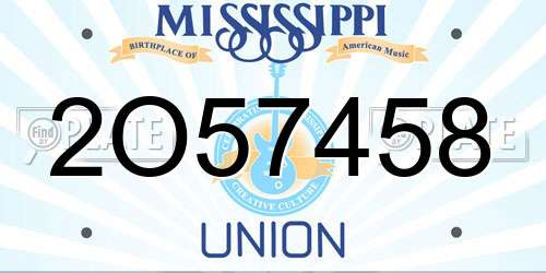 2O57458 Mississippi License Plate