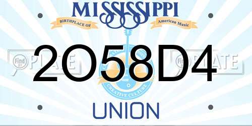2O58D4 Mississippi License Plate