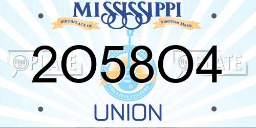 2O58O4 Mississippi License Plate