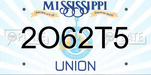 2O62T5 Mississippi License Plate