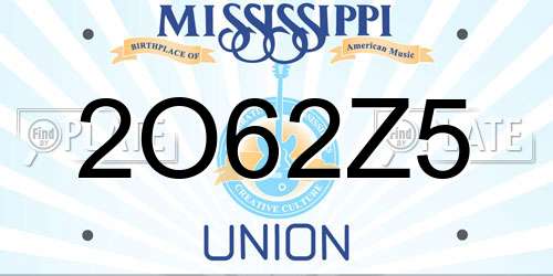 2O62Z5 Mississippi License Plate