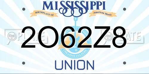 2O62Z8 Mississippi License Plate