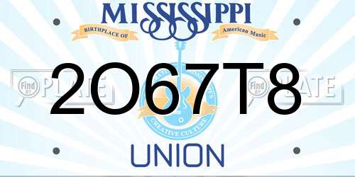 2O67T8 Mississippi License Plate