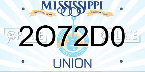 2O72D0 Mississippi License Plate