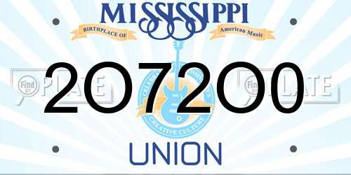 2O72O0 Mississippi License Plate